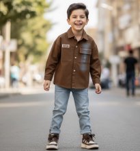 پیراهن کتان قهوه ای